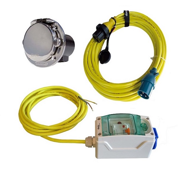 Ratio shore power set MP16 10A/250V with stainless steel inlet