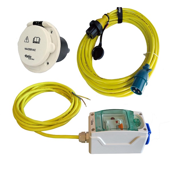 Ratio shore power set MP16 10A/250V with polyamid inlet
