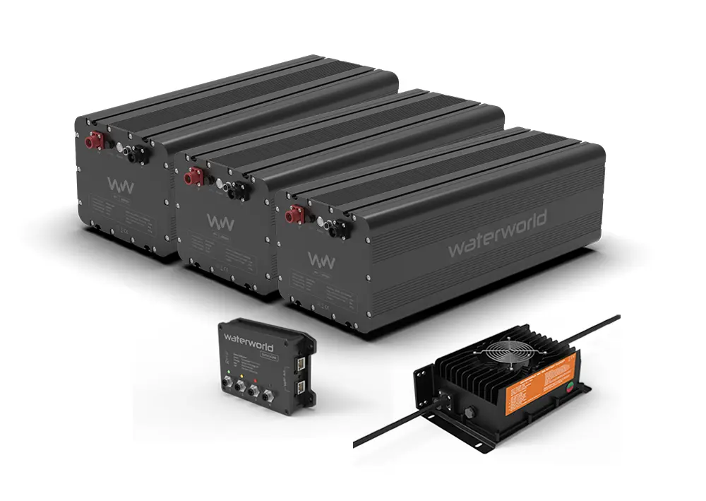 3x WaterWorld 48-6800 LFP battery incl. 35 A charger and BatteryLink CanOpen