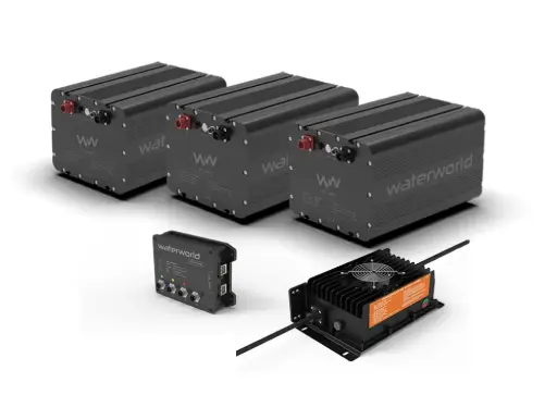 [3xWW48-3400-CAN] 3x WaterWorld 48-3400 LFP accu incl. 15A lader en BatteryLink CANopen