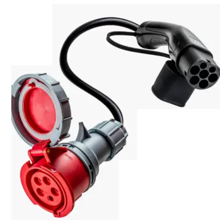 Adapter/Verloopkabel | Type 2 -> Rode 3-fase CEE (400V/32A)