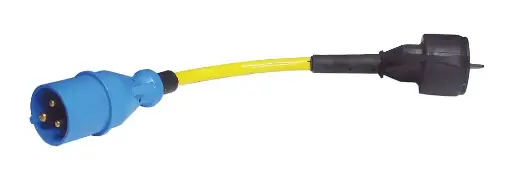 [70026] Adapter/Verloopkabel | Blauwe CEE male -> Schuko (230V/16A) female
